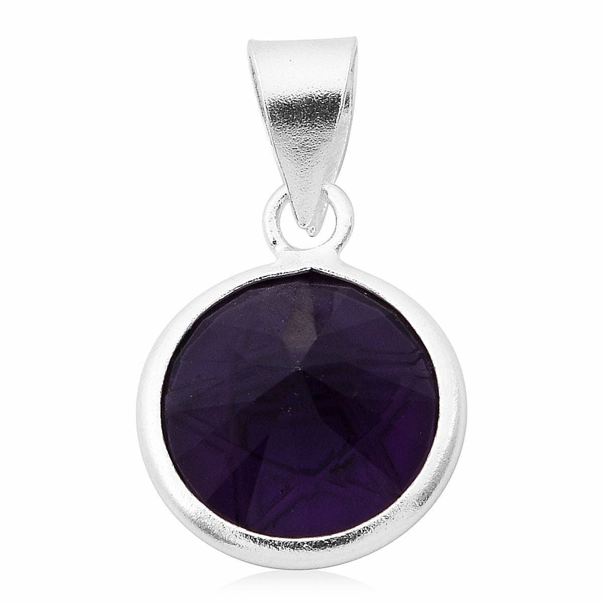 Simulated Purple Diamond Pendant without Chain in Sterling Silver 6.25 ctw image number 4