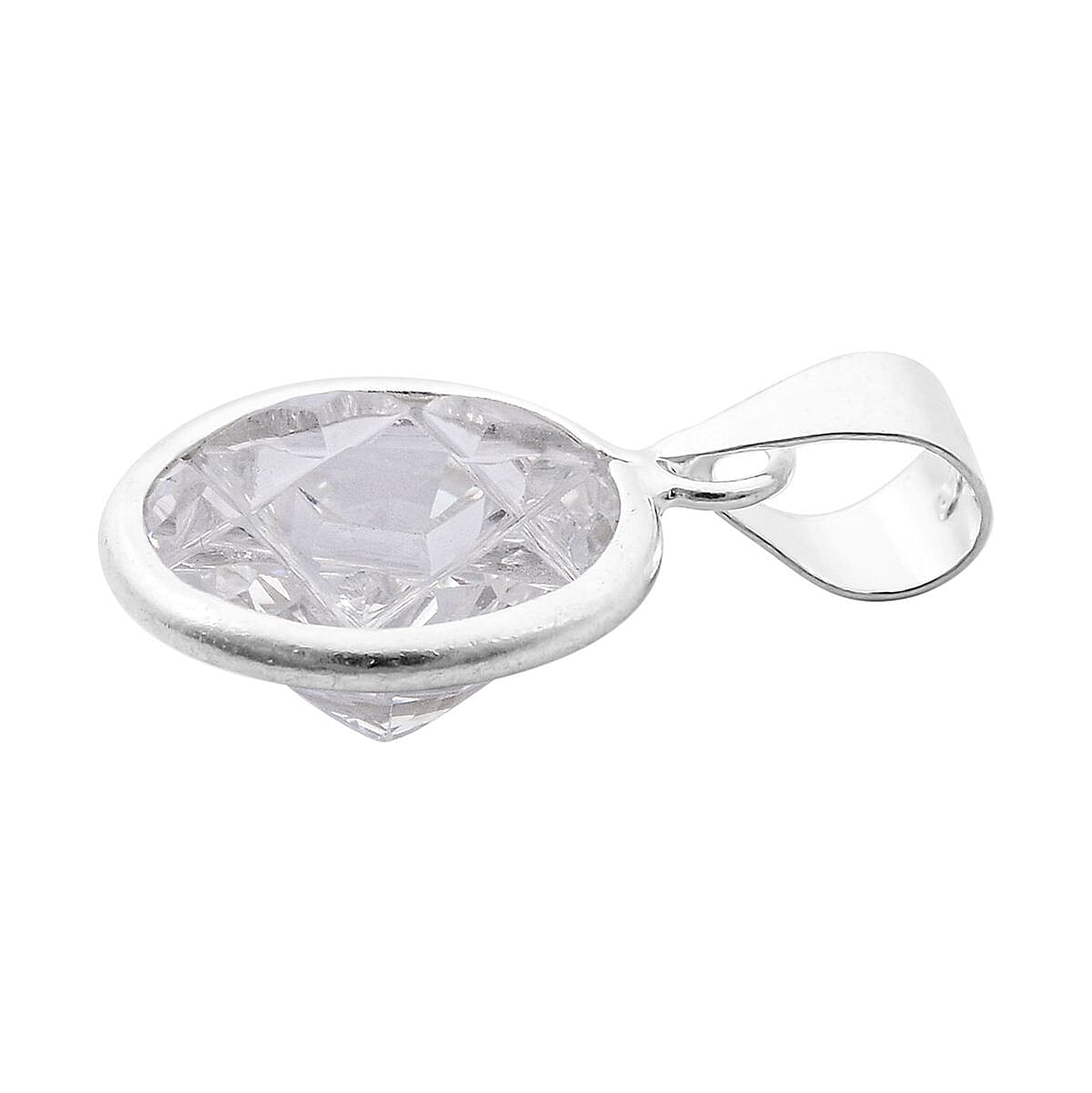 Simulated White Diamond Pendant without Chain in Sterling Silver 6.25 ctw image number 3