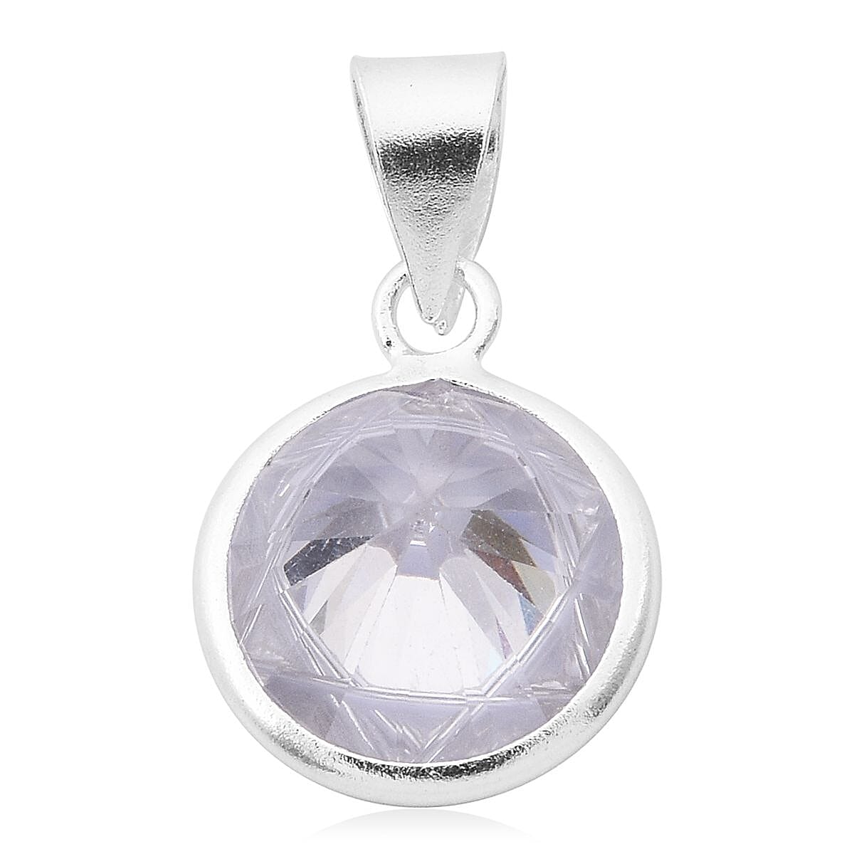 Simulated White Diamond Pendant without Chain in Sterling Silver 6.25 ctw image number 4