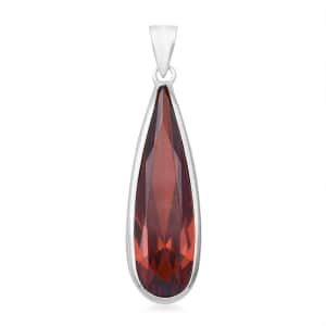 Simulated Red Diamond Pendant in Sterling Silver 17.00 ctw