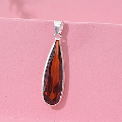 Simulated Red Diamond Pendant without Chain in Sterling Silver 17.00 ctw