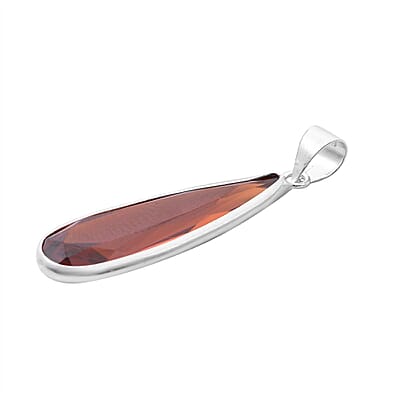 Simulated Red Diamond Pendant without Chain in Sterling Silver 17.00 ctw