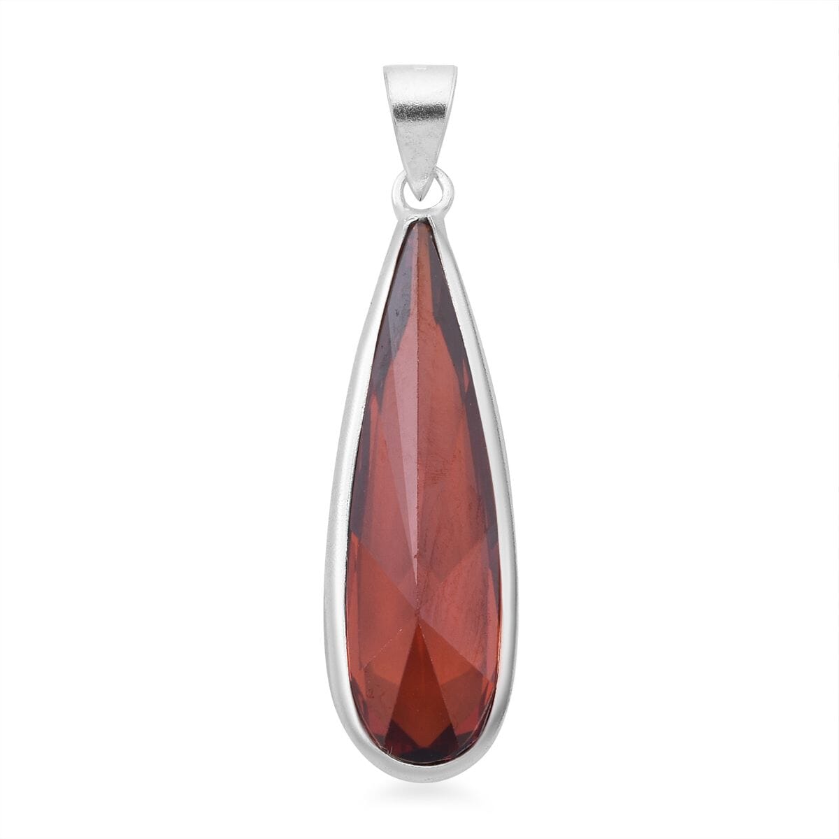 Value Buy Simulated Red Diamond Pendant without Chain in Sterling Silver 17.00 ctw image number 4
