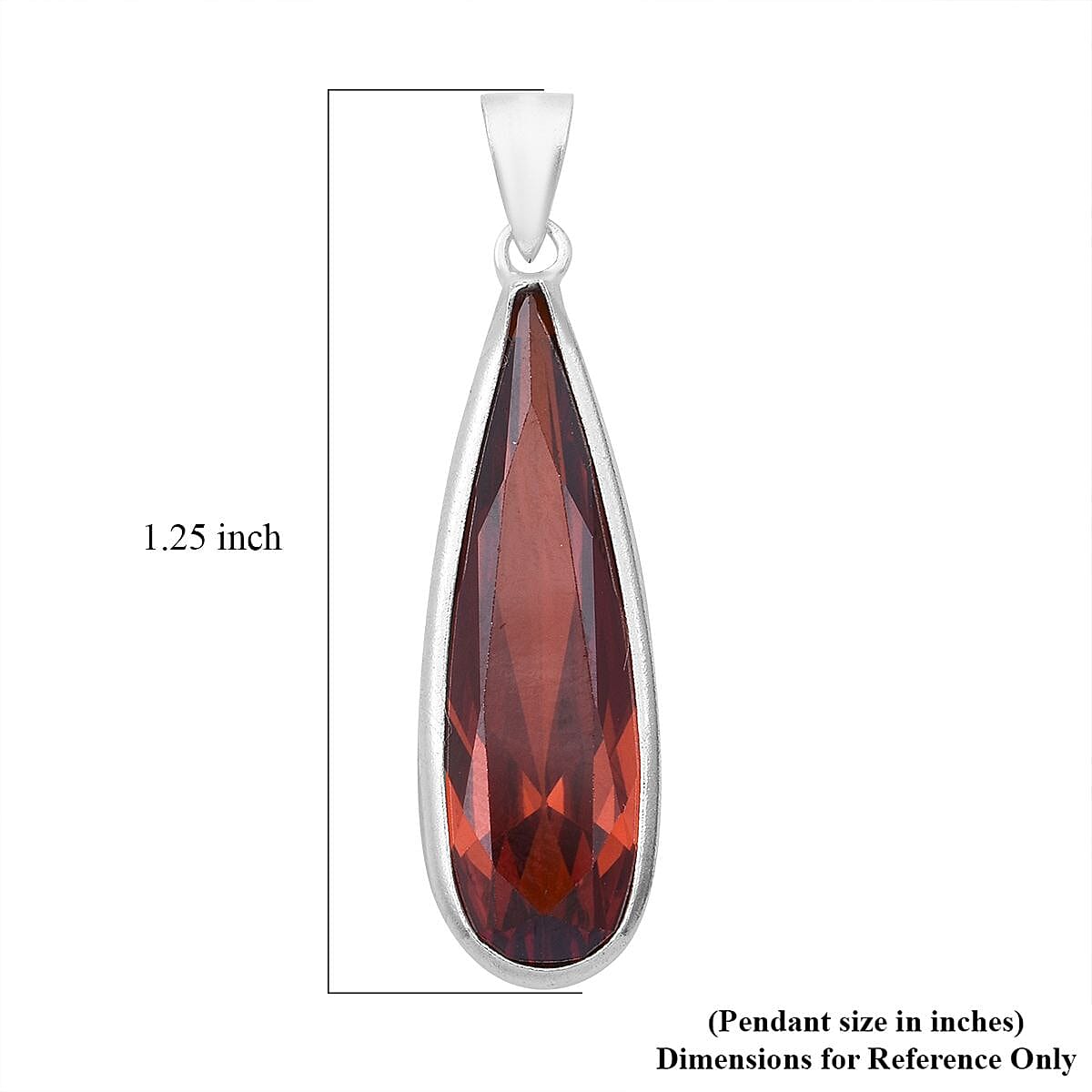 Simulated Red Diamond Pendant without Chain in Sterling Silver 17.00 ctw