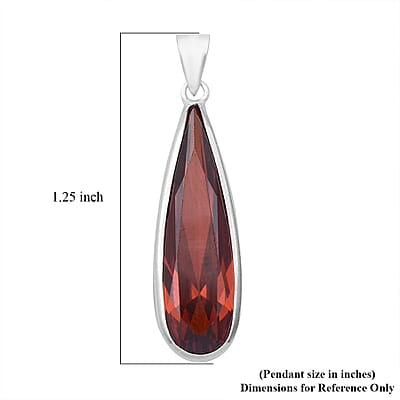 Simulated Red Diamond Pendant without Chain in Sterling Silver 17.00 ctw