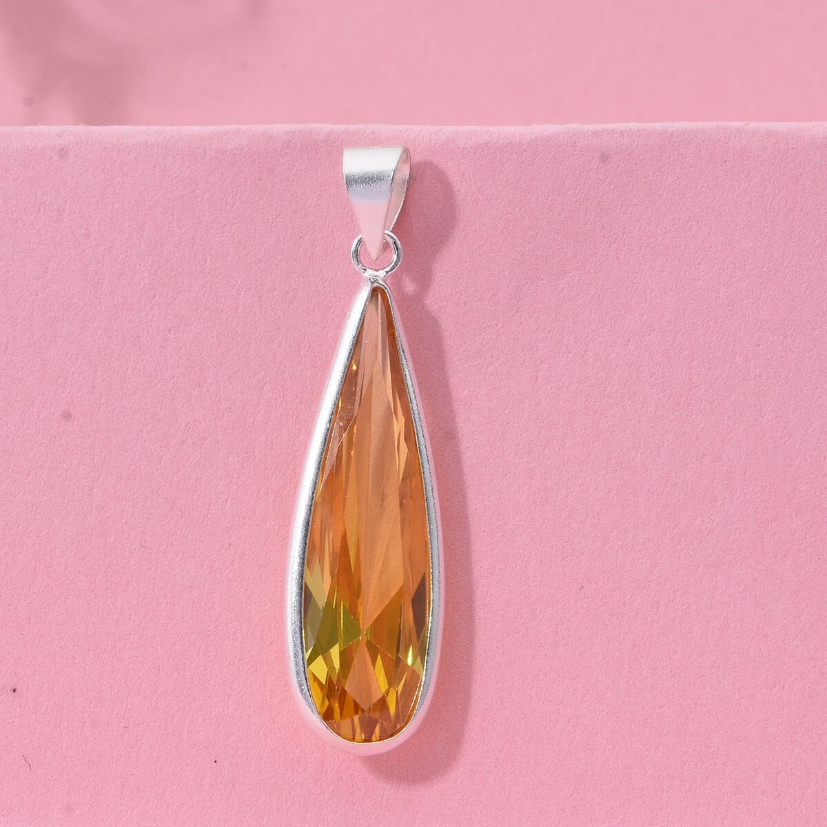 Value Buy Simulated Yellow Diamond Pendant without Chain in Sterling Silver 17.00 ctw image number 1
