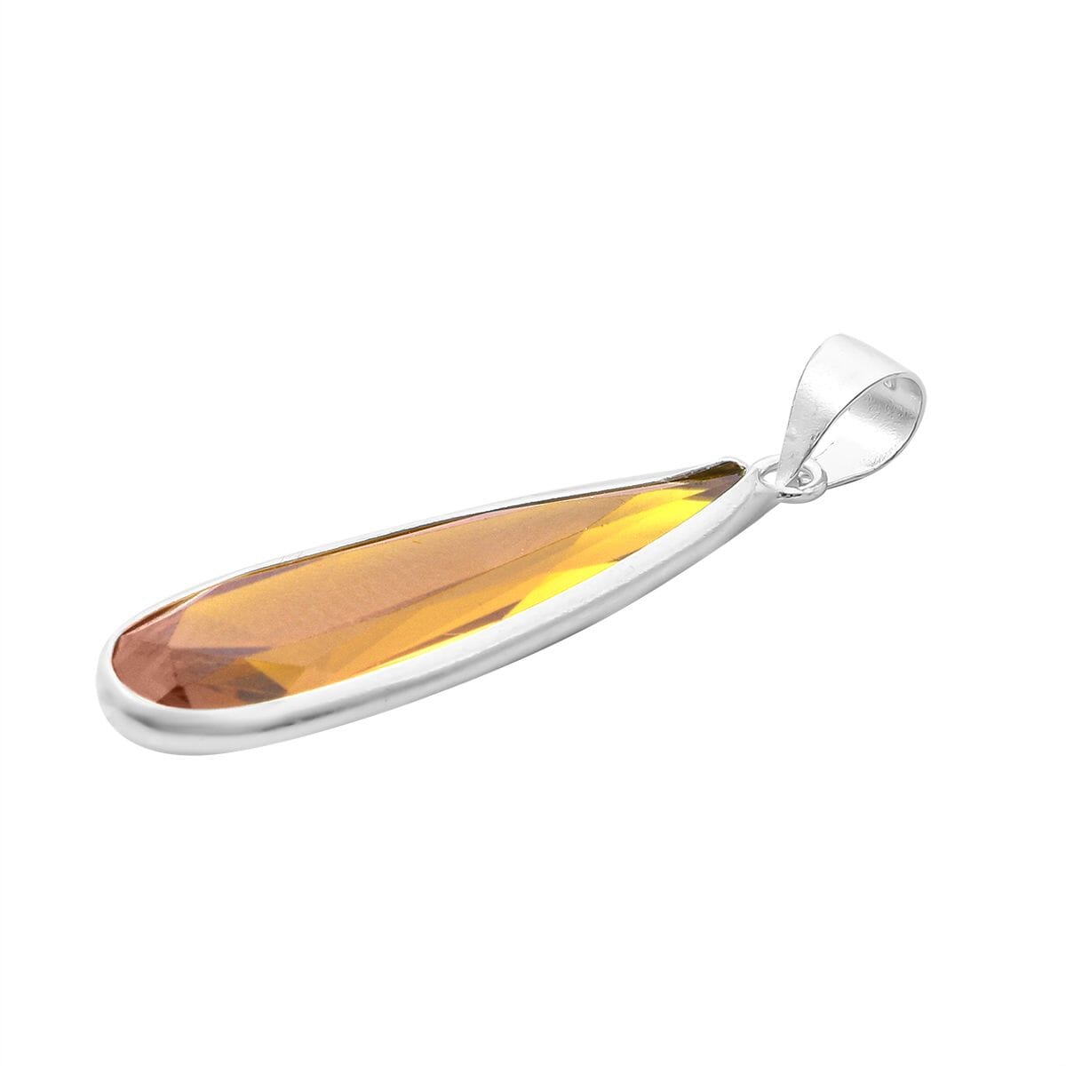 Value Buy Simulated Yellow Diamond Pendant without Chain in Sterling Silver 17.00 ctw image number 3