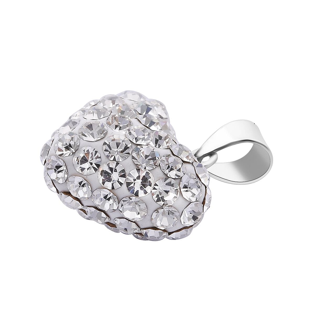White Austrian Crystal Pendant without Chain in Sterling Silver image number 3