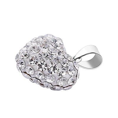 White Austrian Crystal Pendant without Chain in Sterling Silver