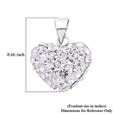 White Austrian Crystal Pendant without Chain in Sterling Silver