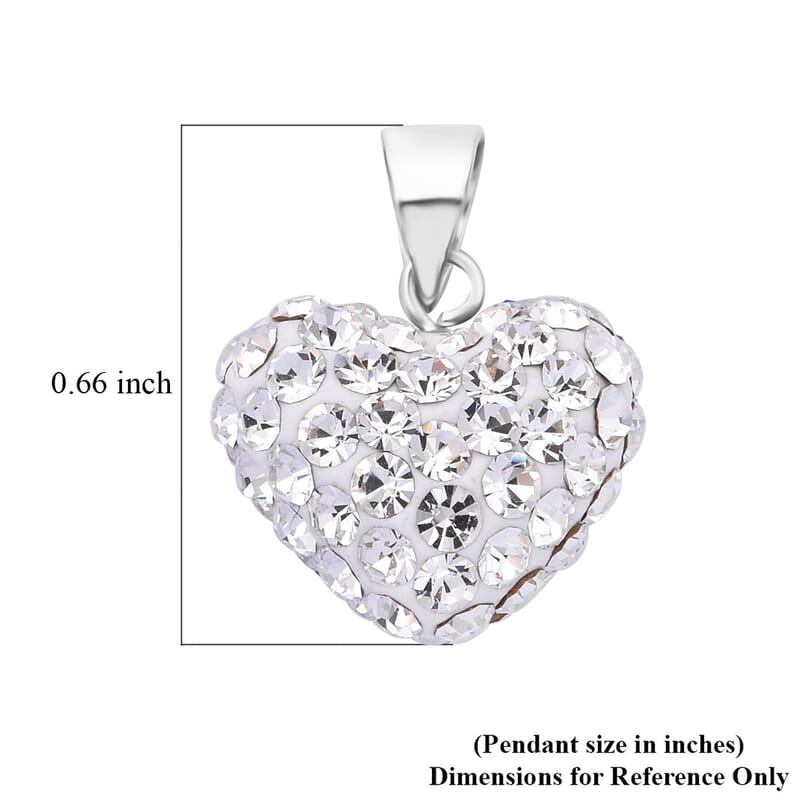 White Austrian Crystal Pendant without Chain in Sterling Silver