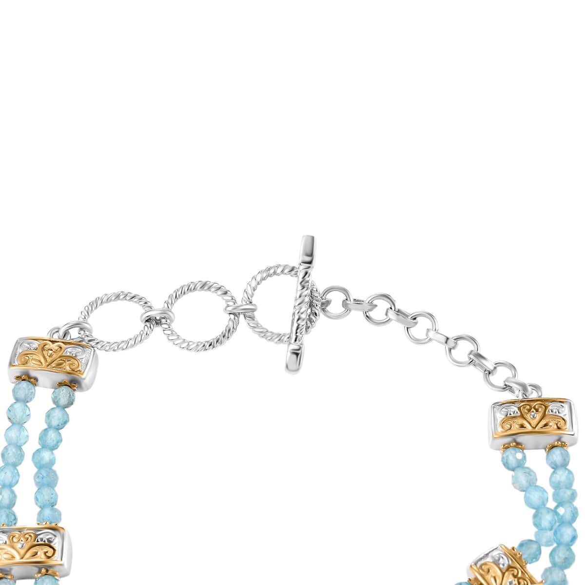 Premium Ethiopian Welo Opal and Paraiba Apatite 18.90 ctw Bracelet in 18K Vermeil YG and Rhodium Over Sterling Silver (7.25 In) (Del. in 8-10 Days) image number 4