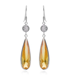 Simulated Yellow Diamond Earrings in Sterling Silver 21.20 ctw