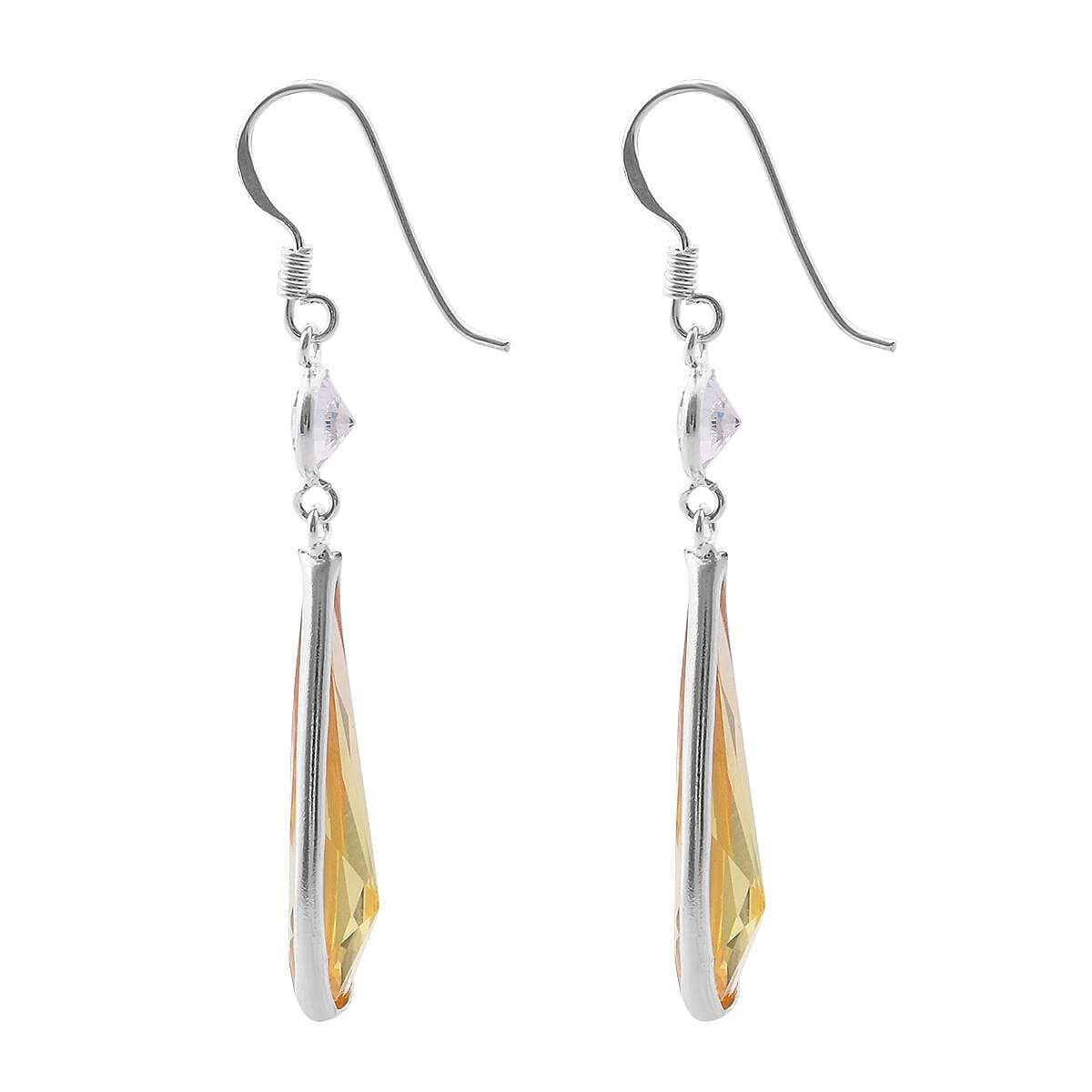 Simulated Yellow Diamond Earrings in Sterling Silver 21.20 ctw image number 3