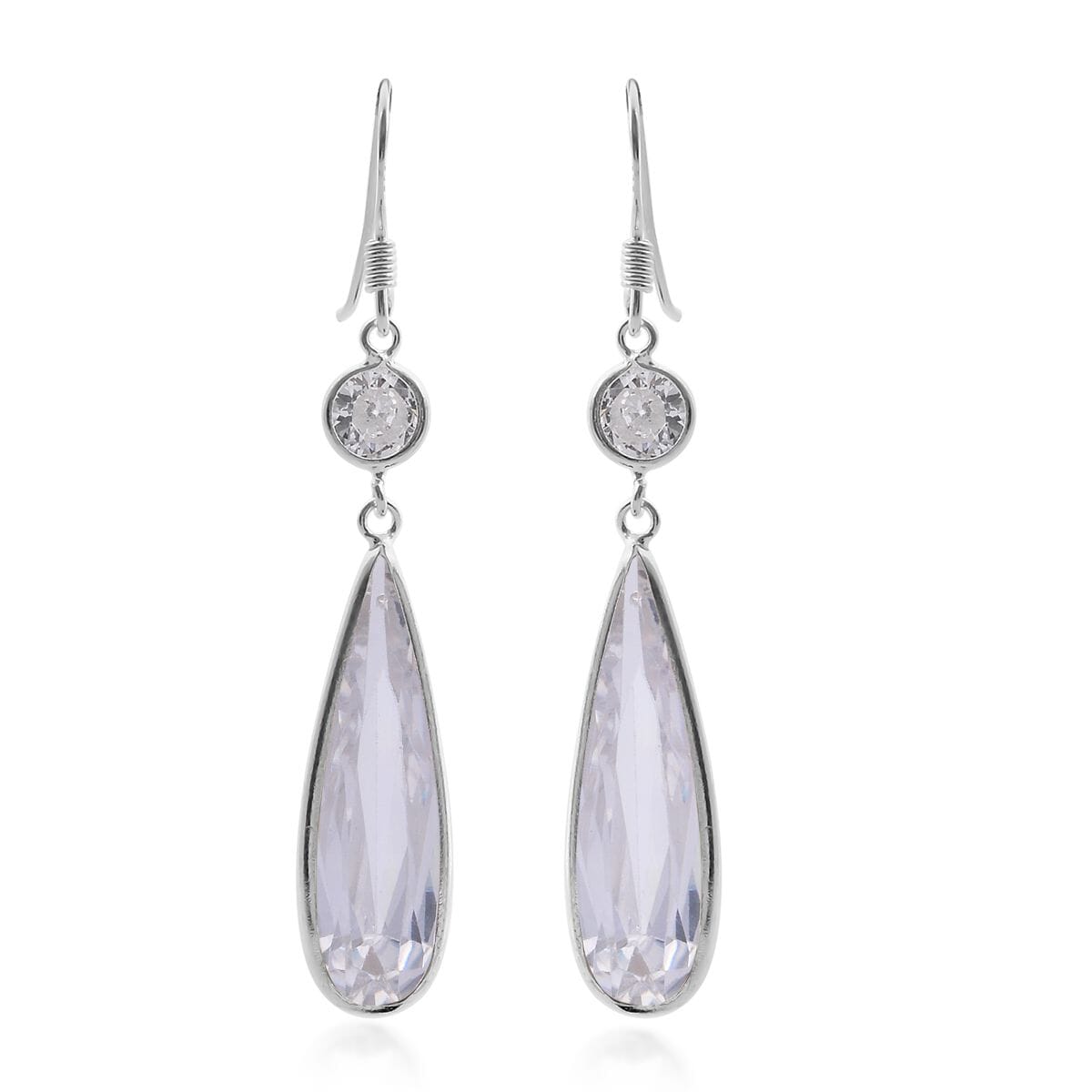 Simulated White Diamond Earrings in Sterling Silver 21.20 ctw image number 0