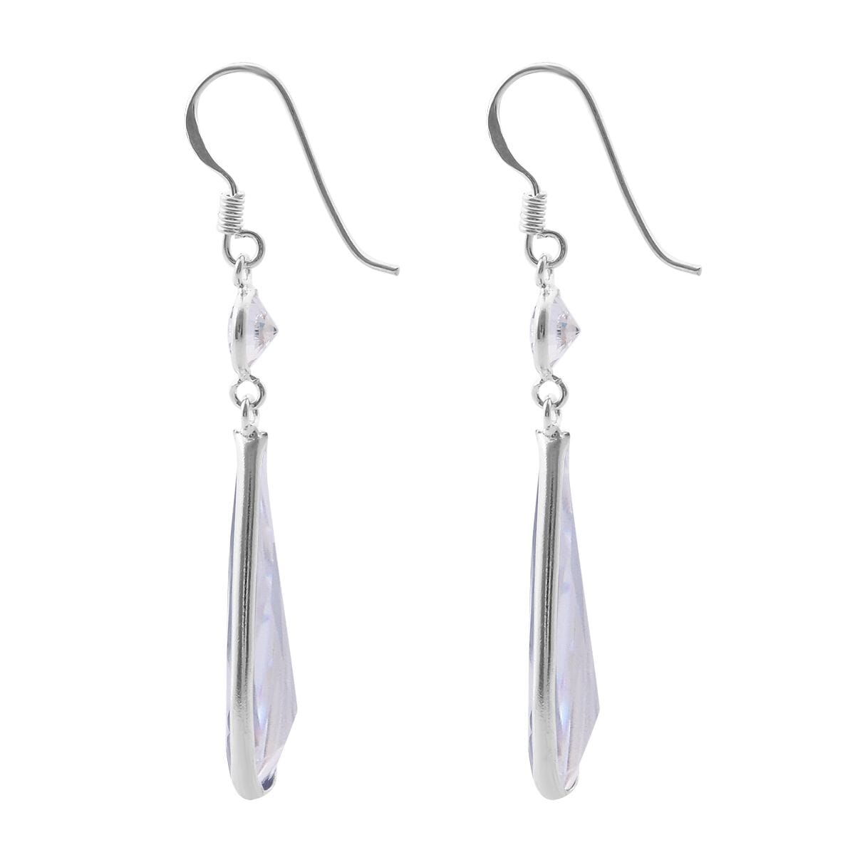 Simulated White Diamond Earrings in Sterling Silver 21.20 ctw image number 3