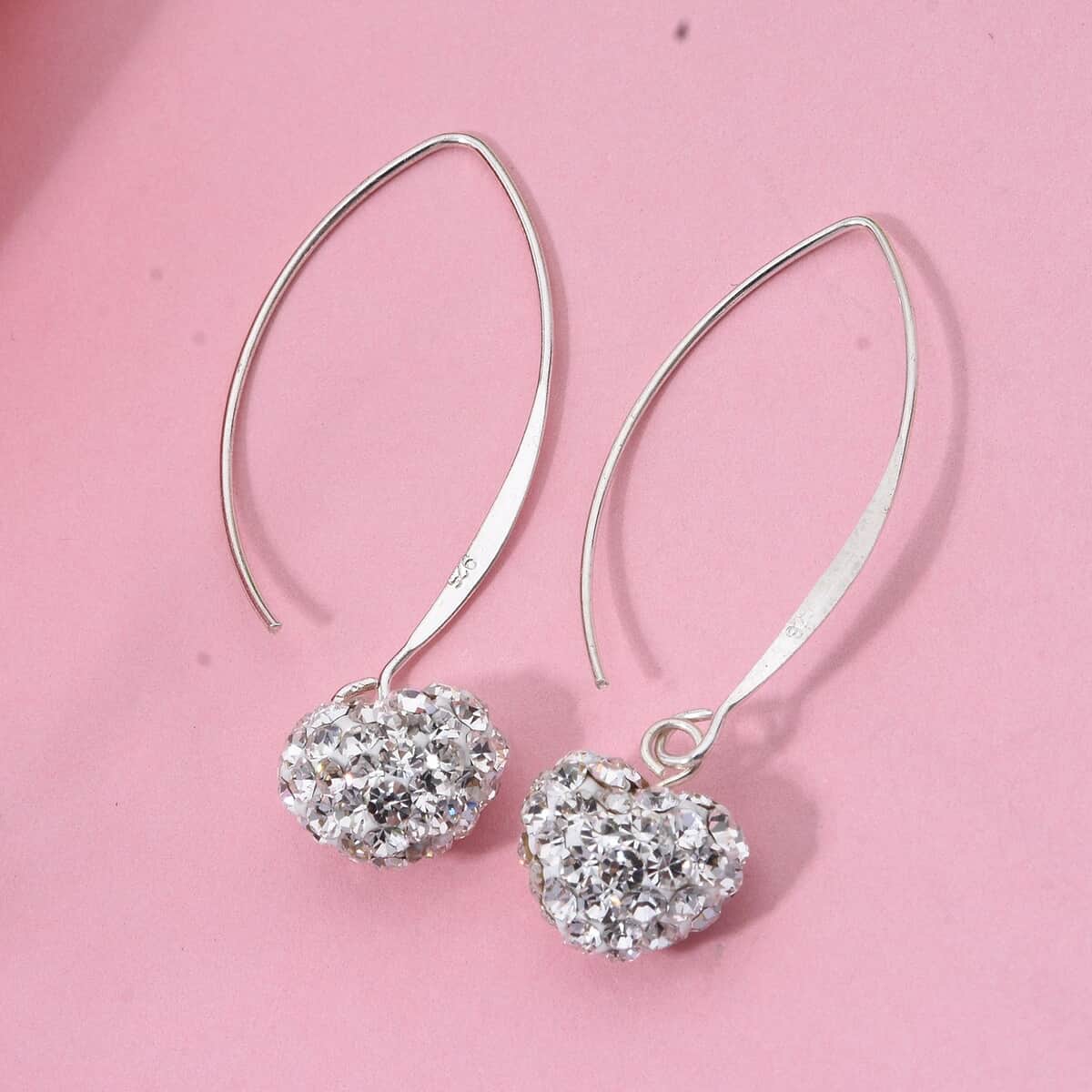 White Austrian Crystal Earrings in Sterling Silver image number 1