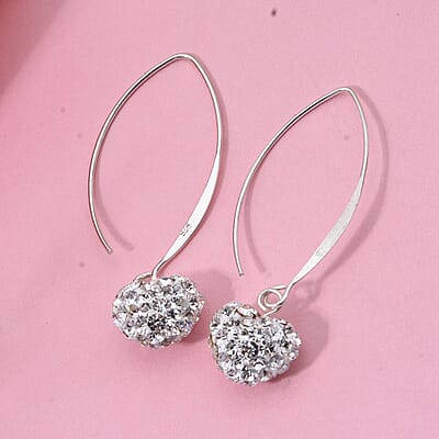 White Austrian Crystal Earrings in Sterling Silver