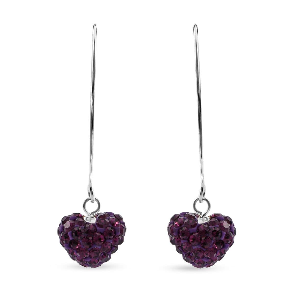 Purple Austrian Crystal Earrings in Sterling Silver image number 0