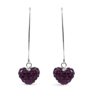 Purple Austrian Crystal Earrings in Sterling Silver