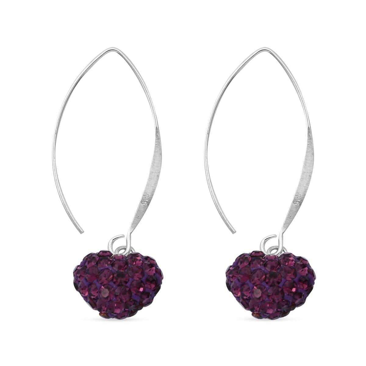 Purple Austrian Crystal Earrings in Sterling Silver image number 3