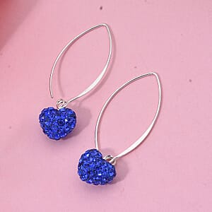 Blue Austrian Crystal Earrings in Sterling Silver