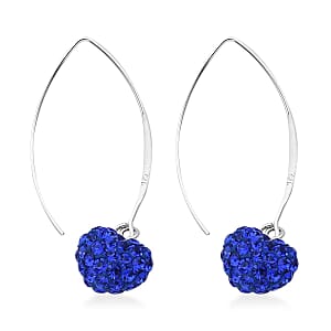Blue Austrian Crystal Earrings in Sterling Silver