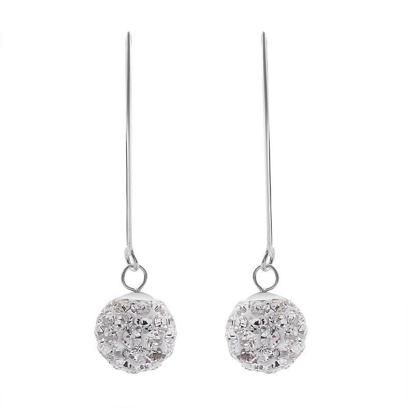 Value Buy White Austrian Crystal Earrings in Sterling Silver