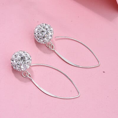 Value Buy White Austrian Crystal Earrings in Sterling Silver