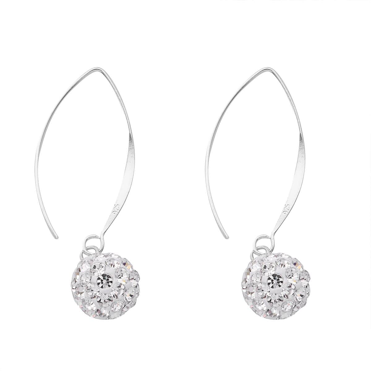 White Austrian Crystal Earrings in Sterling Silver image number 3