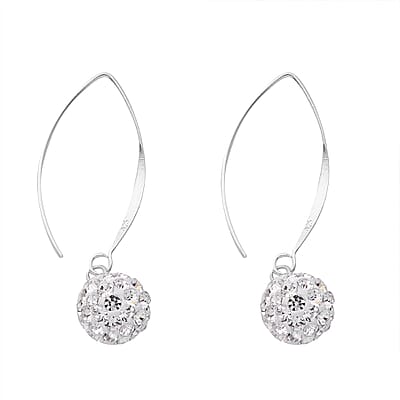 Value Buy White Austrian Crystal Earrings in Sterling Silver