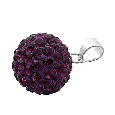 Purple Austrian Crystal Pendant without Chain in Sterling Silver