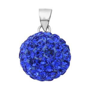 Blue Austrian Crystal Pendant without Chain in Sterling Silver