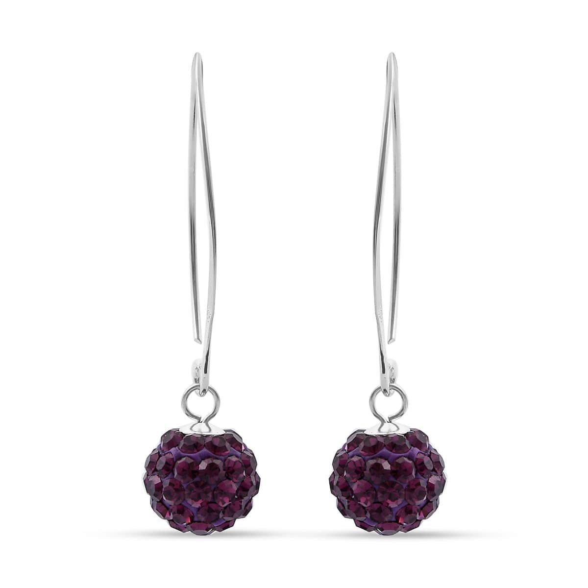 Purple Austrian Crystal Earrings in Sterling Silver image number 0