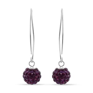 Purple Austrian Crystal Earrings in Sterling Silver