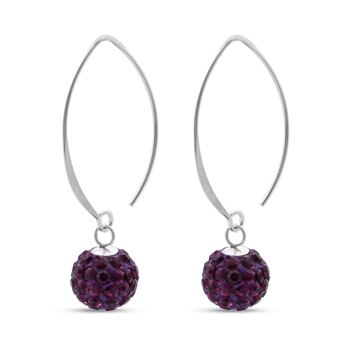 Purple Austrian Crystal Earrings in Sterling Silver image number 3