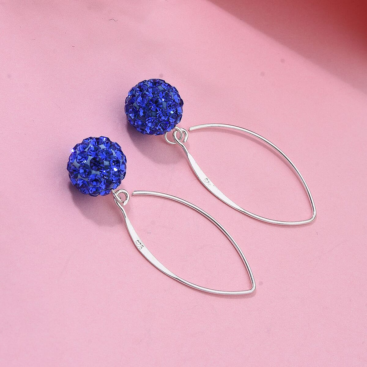 Blue Austrian Crystal Earrings in Sterling Silver image number 1