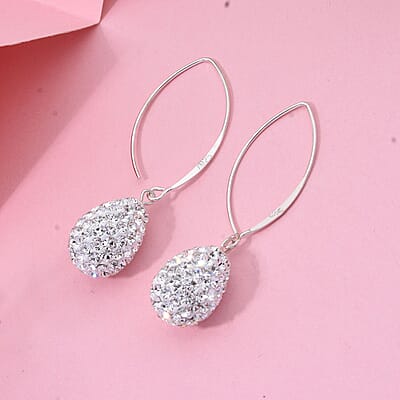 White Austrian Crystal Earrings in Sterling Silver