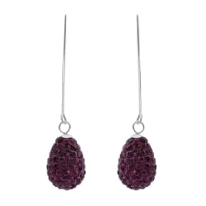 Purple Austrian Crystal Earrings in Sterling Silver