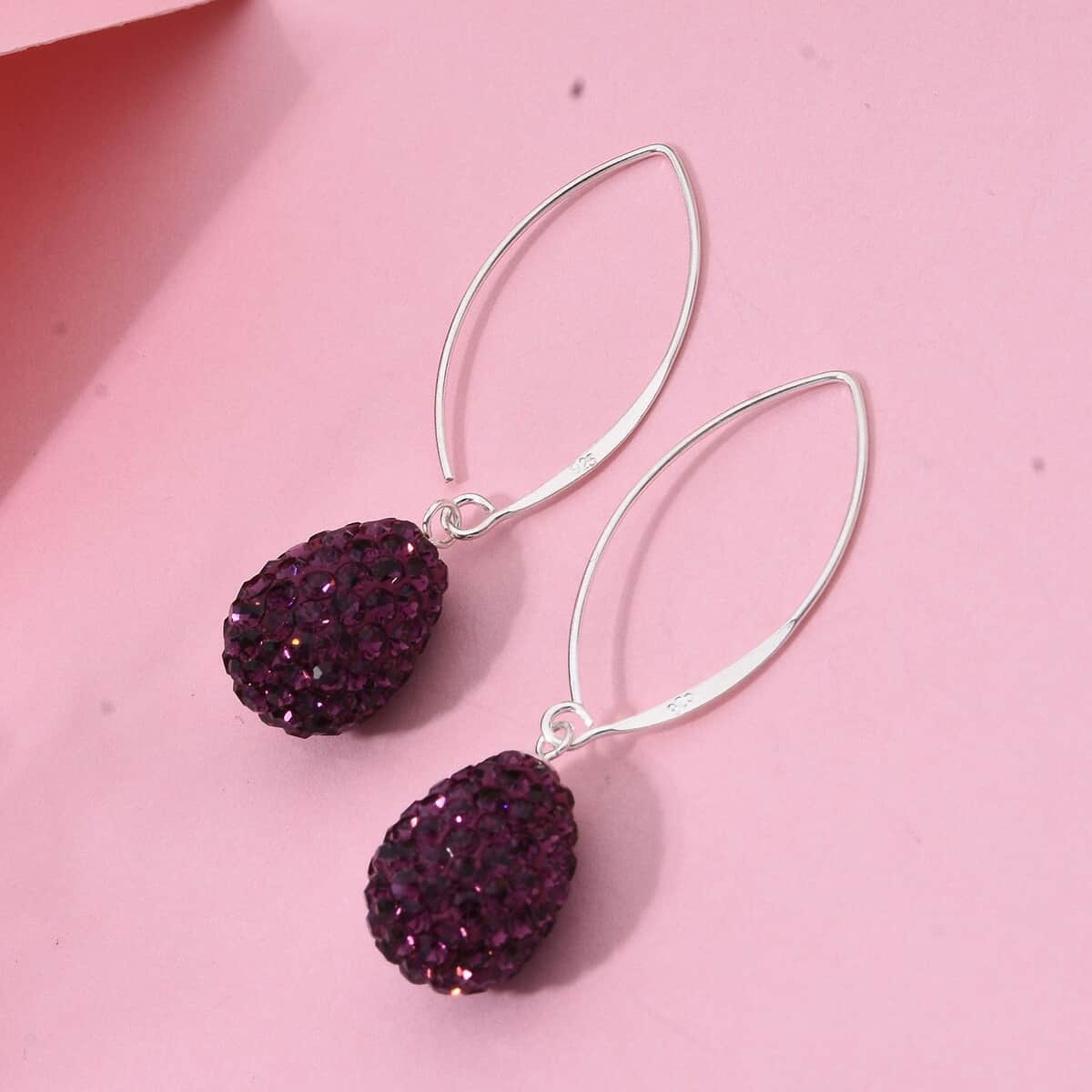 Purple Austrian Crystal Earrings in Sterling Silver image number 1