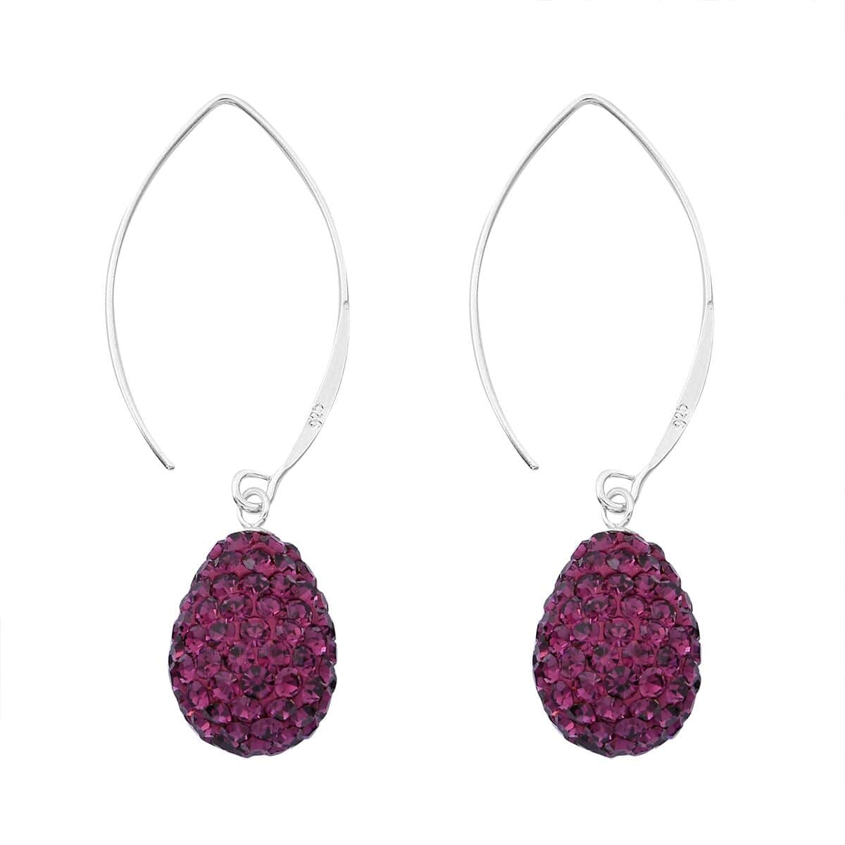 Purple Austrian Crystal Earrings in Sterling Silver image number 3