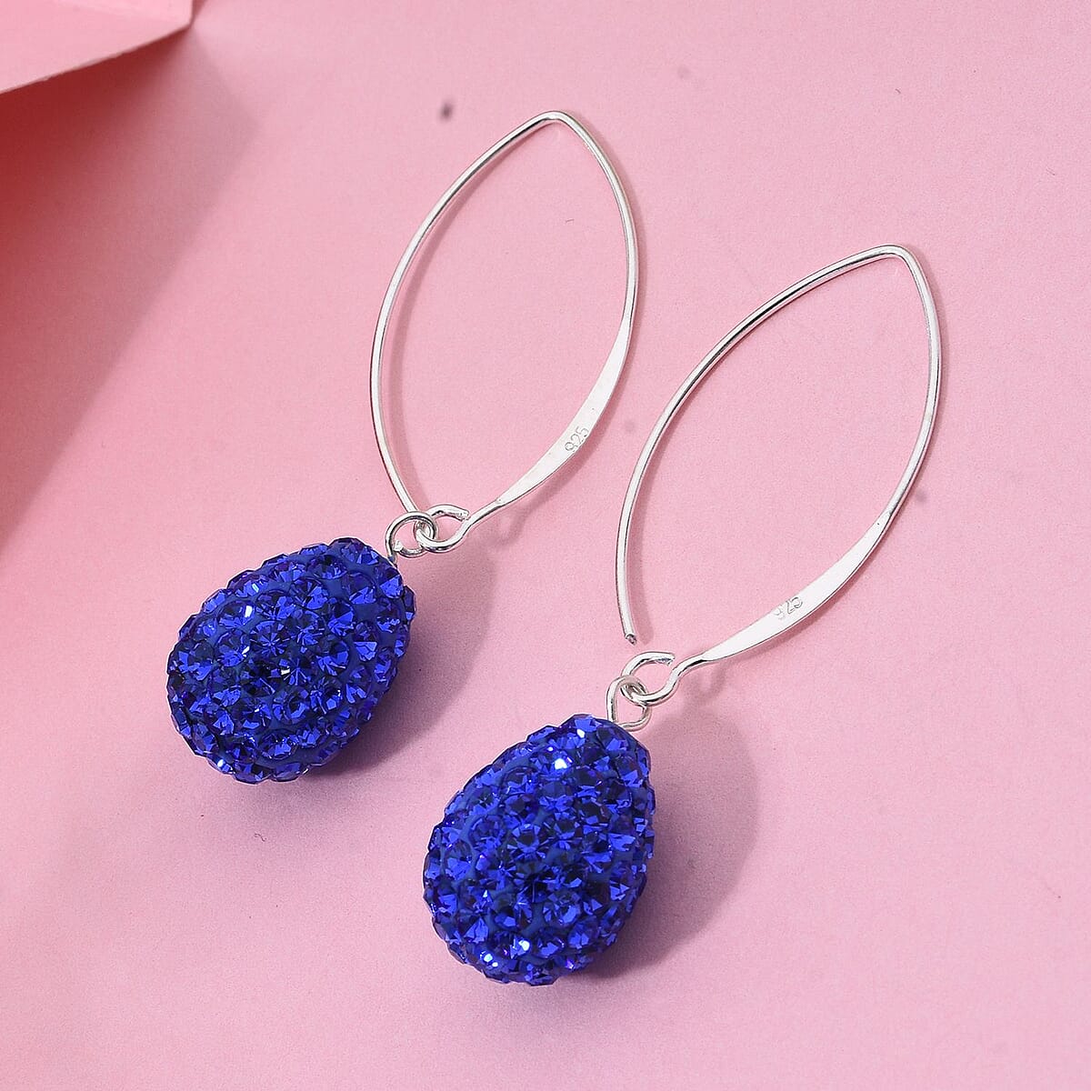 Blue Austrian Crystal Earrings in Sterling Silver image number 1
