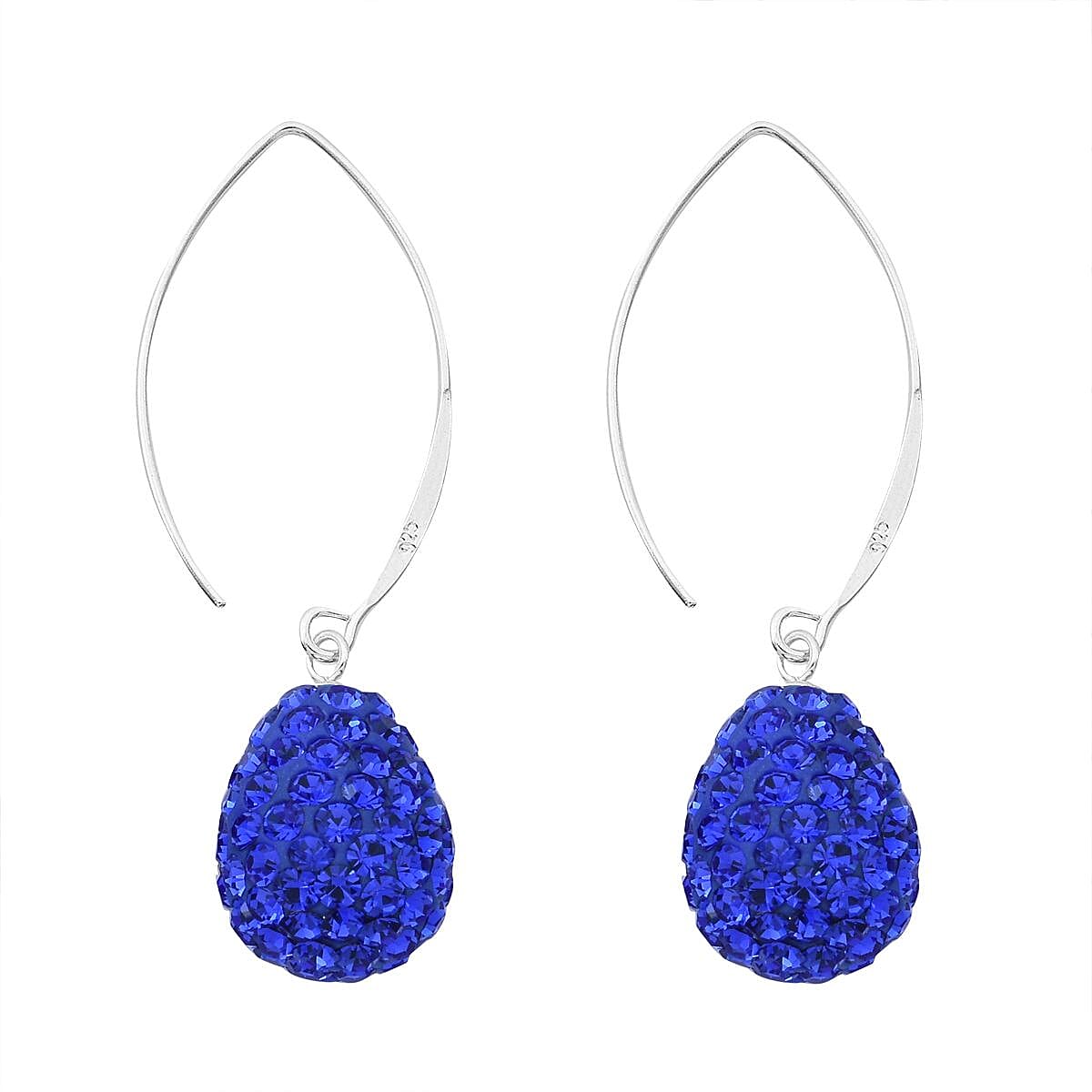 Blue Austrian Crystal Earrings in Sterling Silver image number 3