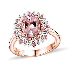 Iliana AAA Pink Morganite, Mahenge Spinel and G-H SI Diamond 2.50 ctw Ring in 18K Rose Gold (Size 5.5) 4.70 Grams