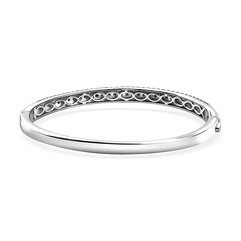 D'Joy Blue Diamond 1.50 ctw Bangle Bracelet in Rhodium Over Sterling Silver (7.25 In)