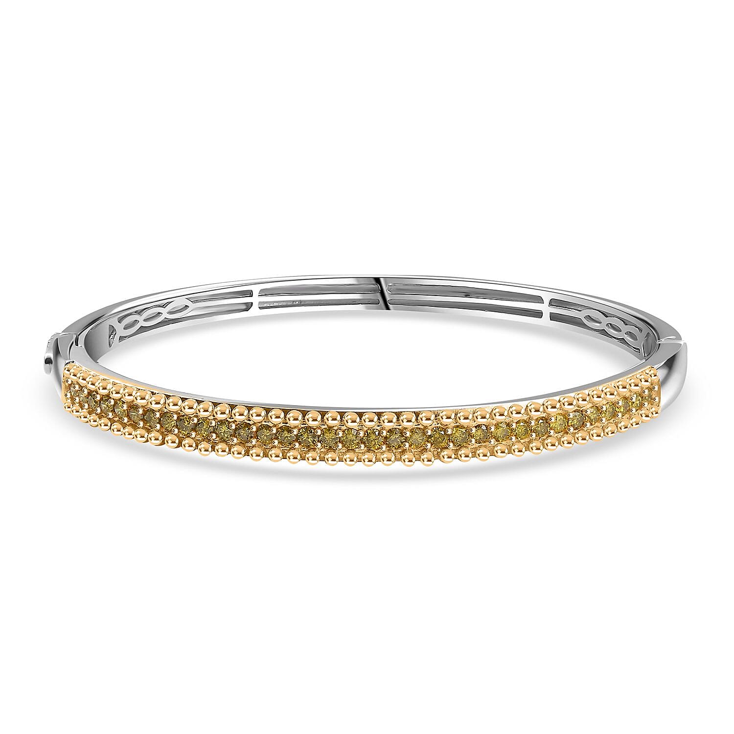 D'Joy Yellow Diamond 1.50 ctw Bangle Bracelet in Rhodium Over Sterling Silver (7.25 In)
