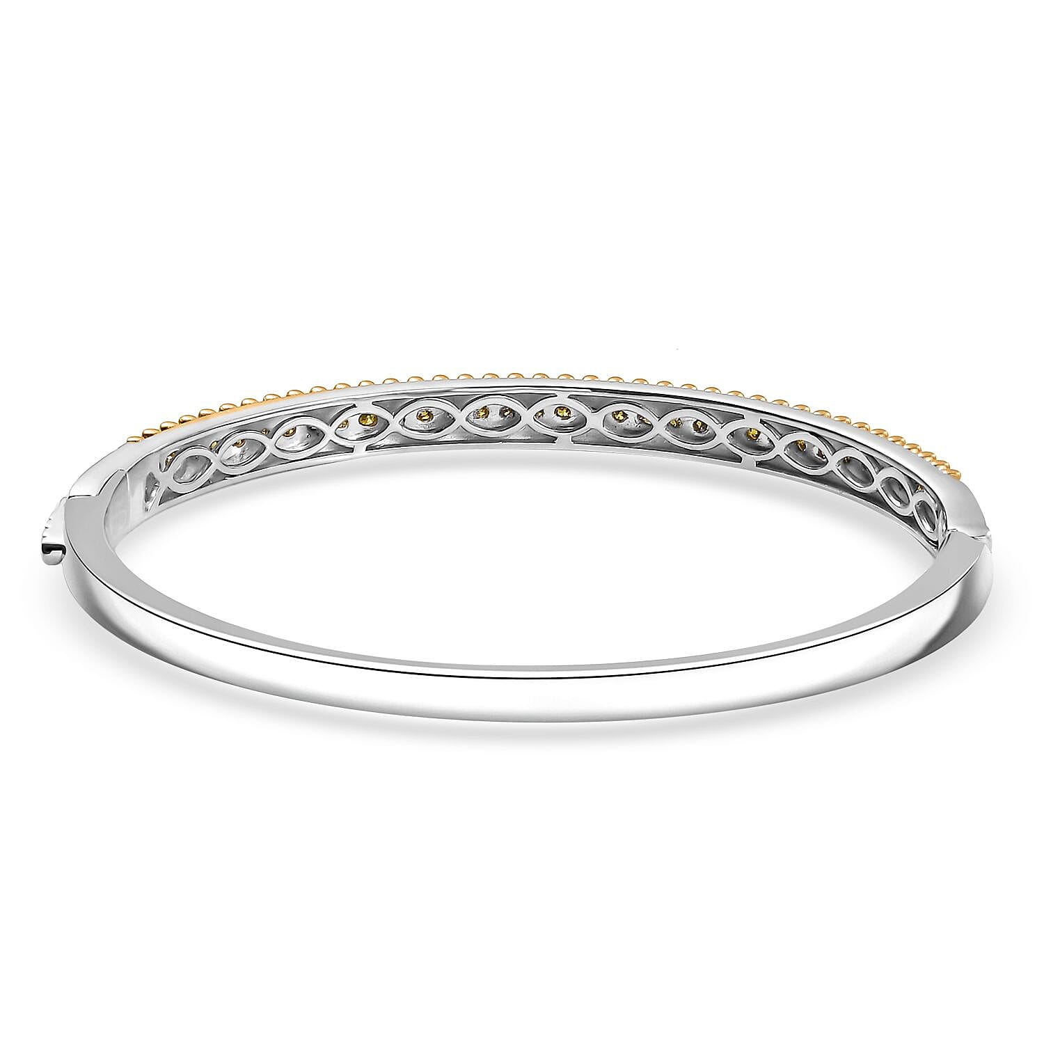 D'Joy Yellow Diamond 1.50 ctw Bangle Bracelet in Rhodium Over Sterling Silver (7.25 In)