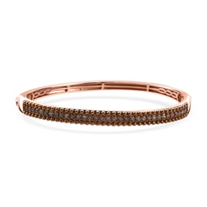 Natural Champagne Diamond 1.50 ctw Bangle Bracelet in 18K Vermeil Rose Gold Over Sterling Silver (7.25 In)