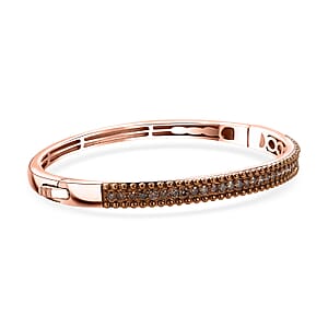 D'Joy Natural Champagne Diamond 1.50 ctw Bangle Bracelet in 18K Vermeil Rose Gold Over Sterling Silver (7.25 In)