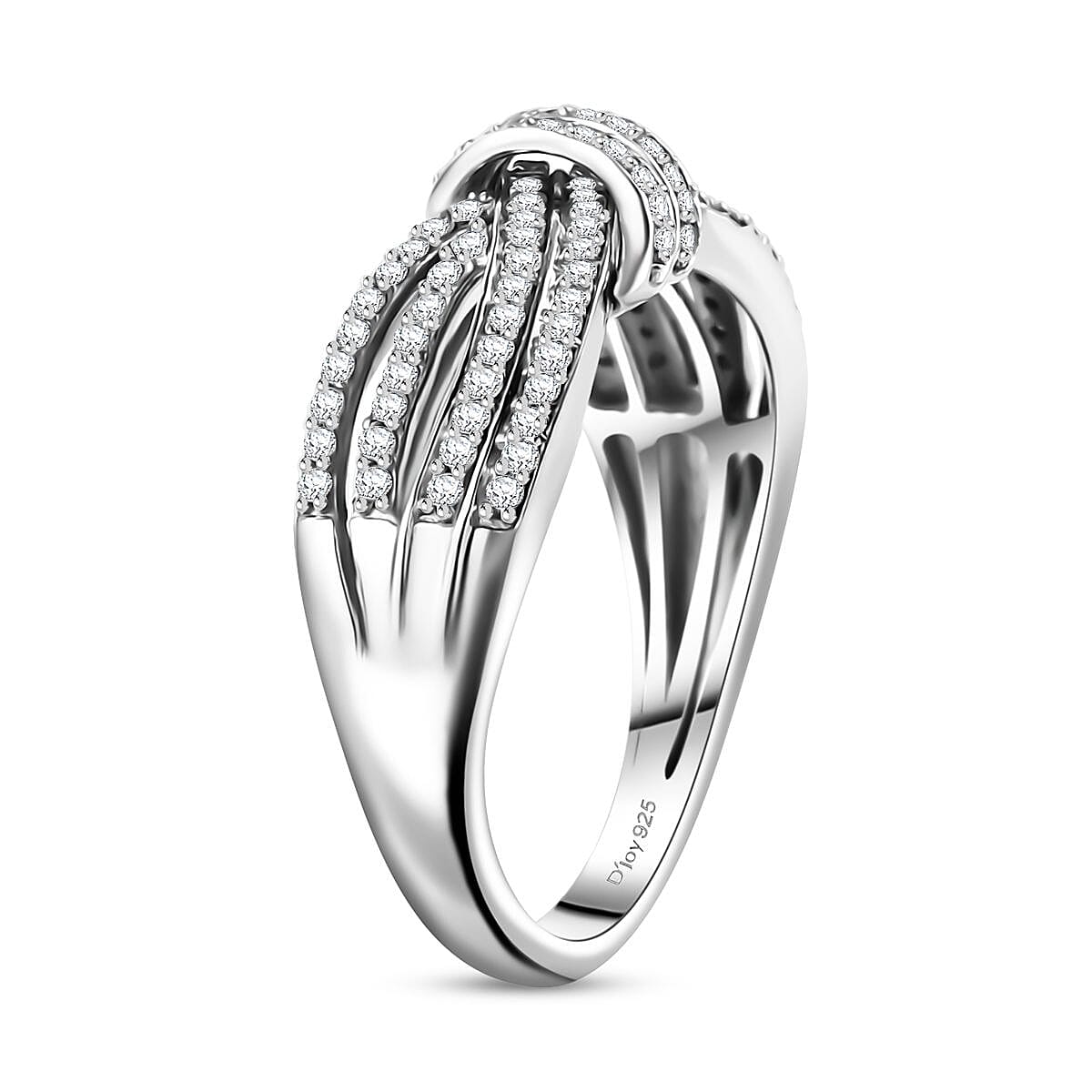 D'Joy White Diamond 0.50 ctw Cocoa Twist Ring in Rhodium Over Sterling Silver (Size 10.0)